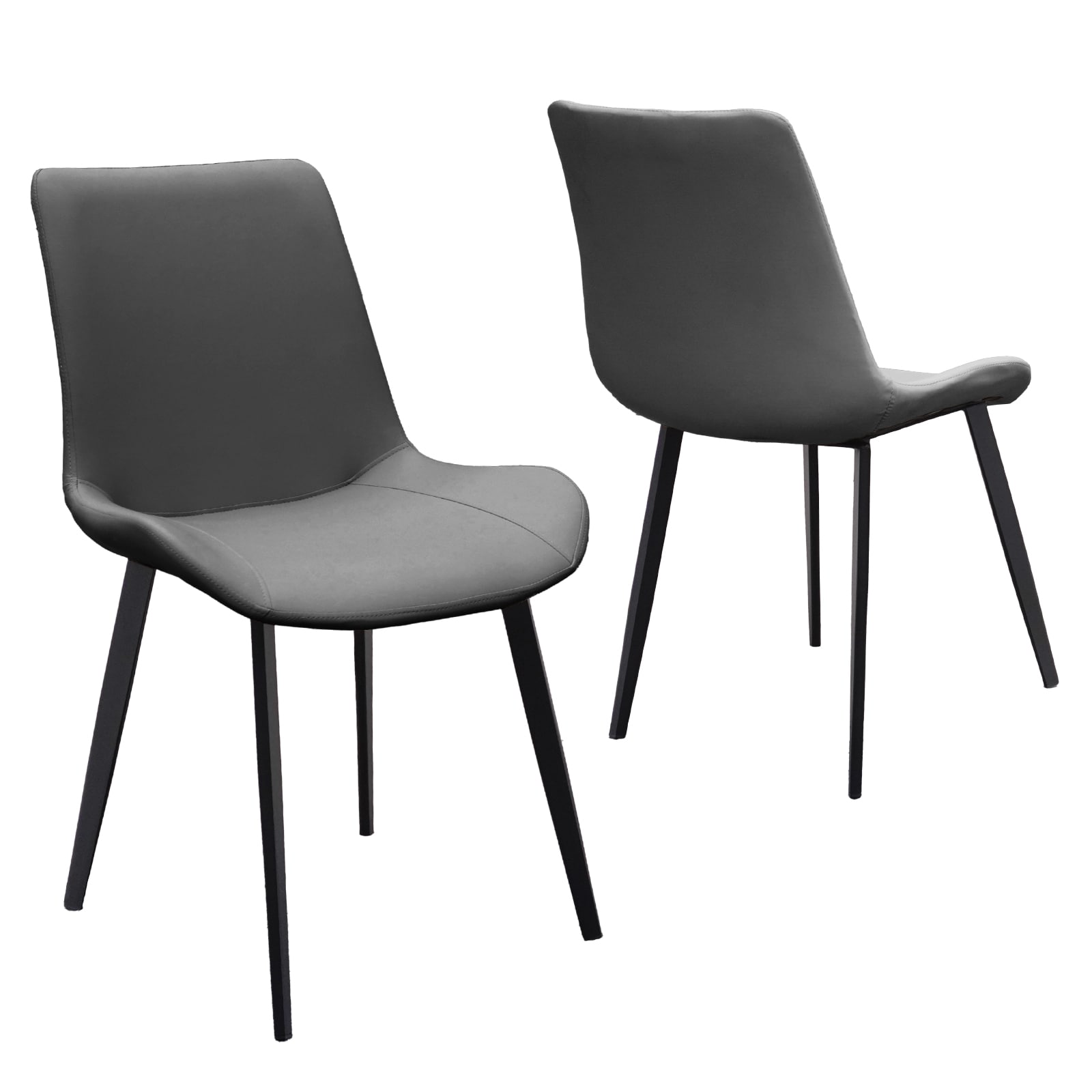 Grey PU Leather Dining Chair With Metal Legs, Modern Upholstered Chair Set Of 2 For Kitchen, Restaurant, Living, Meeting Room_voghion.com